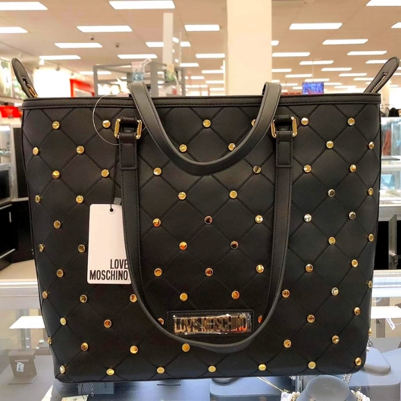 LOVE MOSCHINO Black Studded Tote Bag - Picture 3 of 6